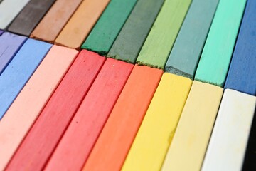 Set of colorful chalk pastels as background, closeup