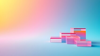 Holographic steps on a gradient background perfect for product presentation mockup