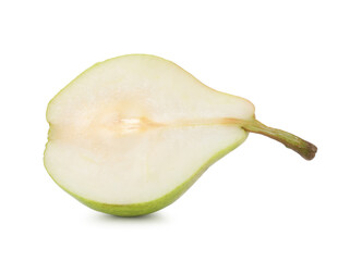 Half of ripe pear isolated on white