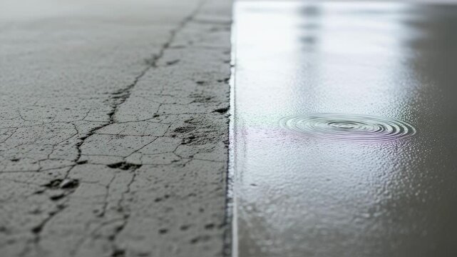 Visual contrast between untreated rough concrete and adjacent areas freshly leveled with selfleveling compound.