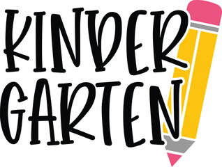 Kindergarten typography clip art design on plain white transparent isolated background for card, shirt, hoodie, sweatshirt, apparel, tag, mug, icon, poster or badge