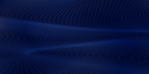 Abstract dark blue background with smooth flowing wave patterns and fine textured lines. vector Eps 10