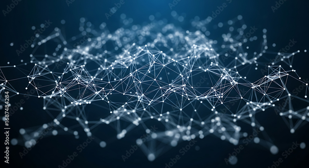Poster abstract network connection digital data flow visualization