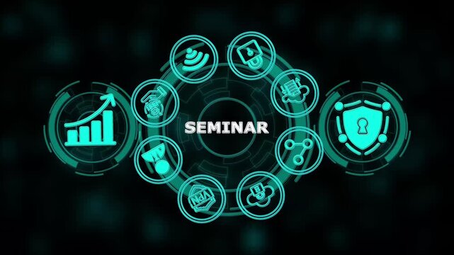 Seminar Education Webinar Personal Development Motivation E-learning Business concept on virtual screen ,illustration