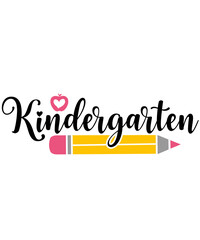 Kindergarten typography clip art design on plain white transparent isolated background for card, shirt, hoodie, sweatshirt, apparel, tag, mug, icon, poster or badge