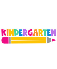 Kindergarten typography clip art design on plain white transparent isolated background for card, shirt, hoodie, sweatshirt, apparel, tag, mug, icon, poster or badge