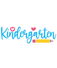 Kindergarten typography clip art design on plain white transparent isolated background for card, shirt, hoodie, sweatshirt, apparel, tag, mug, icon, poster or badge