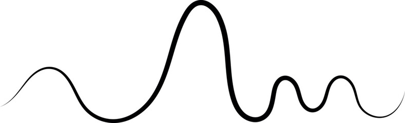 Abstract Zigzag Line and Curve Vector Illustration – Black Silhouette Symbol Design, Modern Drawing Art Icon for Pattern, Decoration, Background, Graphic Template and Minimal Style Concept