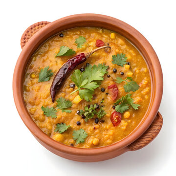 Spiced masoor dal fry served in a traditional handi. A hearty, protein-rich red lentil dish from