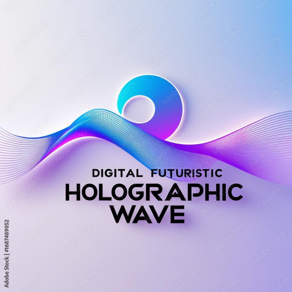 Poster abstract design featuring flowing lines and circular shape with vibrant blue purple color gradient e