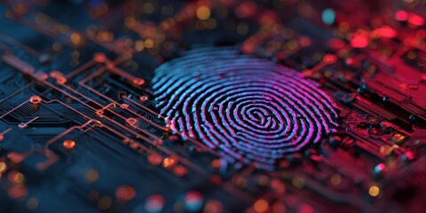 The Intricate Fingerprint Overlaying a Futuristic Circuit Board Design