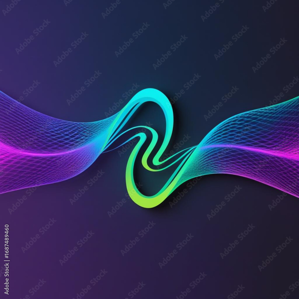 Poster abstract wavy lines with vibrant gradient colors on dark background creating modern design element e