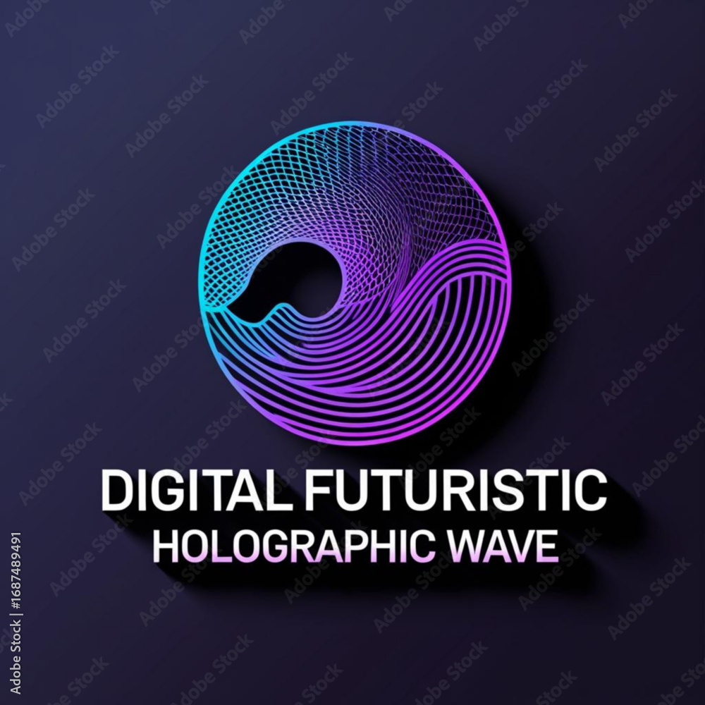 Poster Abstract gradient circle with wave pattern design on dark background for modern futuristic presentation