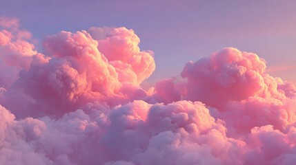 dreamy pink clouds bathed in soft golden light