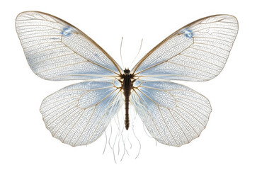 Naklejka premium Closeup of a delicate white butterfly isolated on transparent background