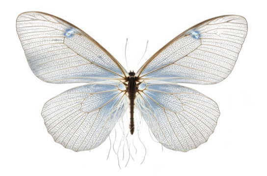 Closeup of a delicate white butterfly isolated on transparent background