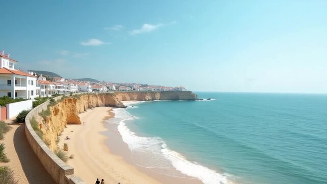 Fly over seaside houses