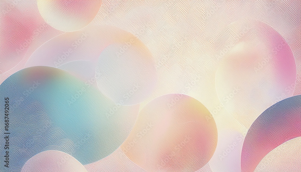 Wall mural pastel bubbles with intricate textures and soft gradients in pink and blue hues, ideal for abstract 