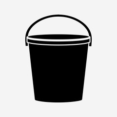 Empty Bucket Isolated Flat Drawing Illustration Art, Bucket Minimalist Simple Icon Symbol Graphic Set