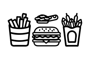 Fast food icon set for restaurant menu concept