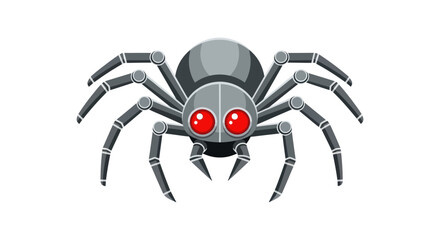 Cartoon Grey Spider with Red Eyes.