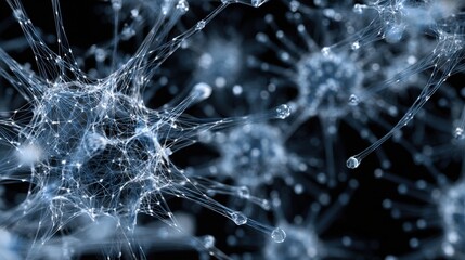 intricate neural network glowing blue