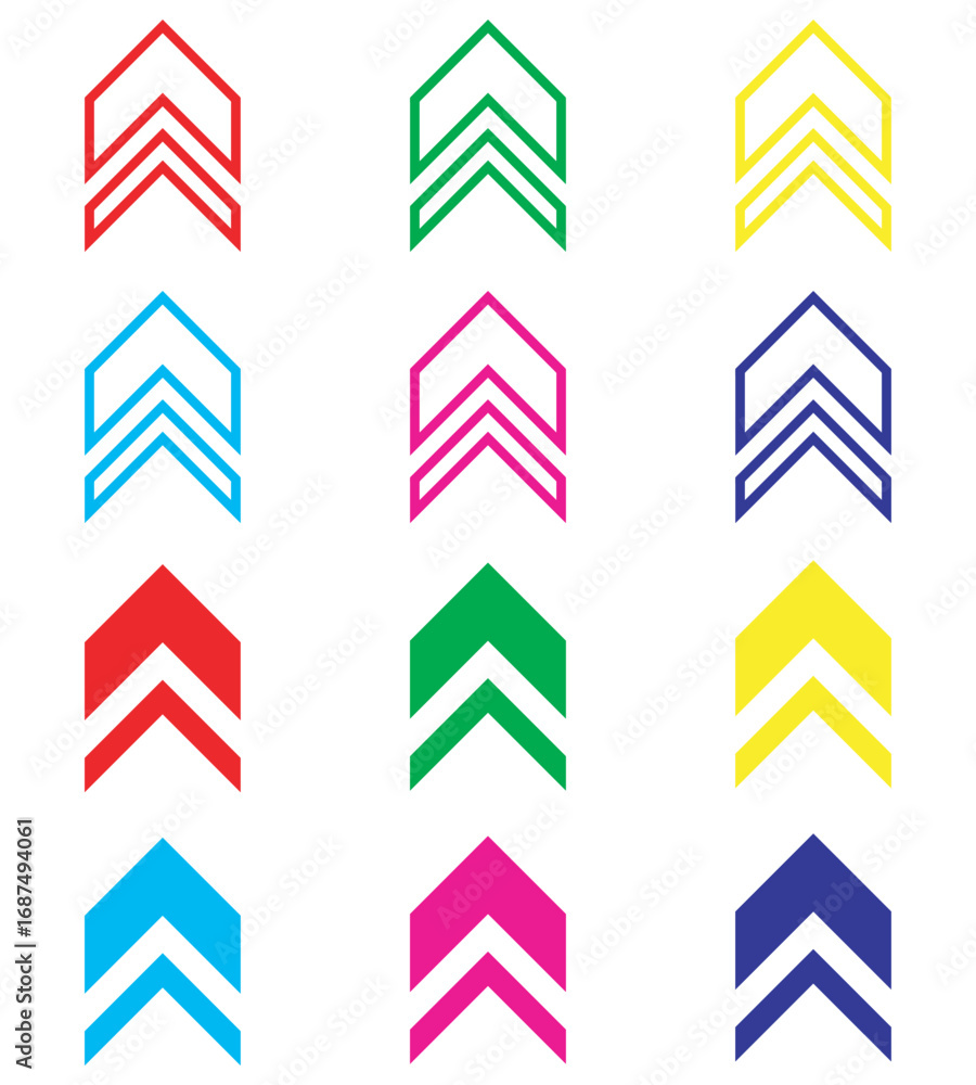Poster up arrow icon vector. scroll up icon sign symbol in trendy flat style. set elements in colored icons