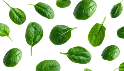 Fresh Baby Spinach Leaves fly, cutout