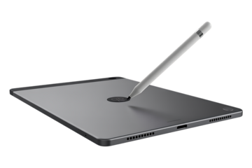 Sleek tablet device with stylus actively drawing on screen, showcasing modern technology and digital creation.