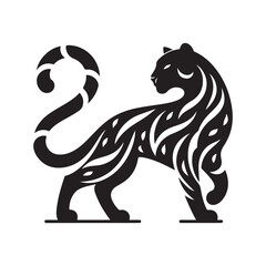 leopard abstract silhouette outline logo design concept illustration