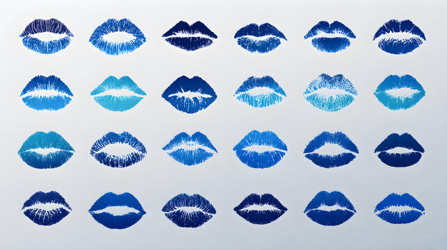 Blue Gradient White Clean Icons Celebrating World Kiss Day Minimal Flat Background Evenly Spaced Grid Template Branding Social Media Poster Banner Marketing Ecommerce Web Print Copy Spac SEO Optimized