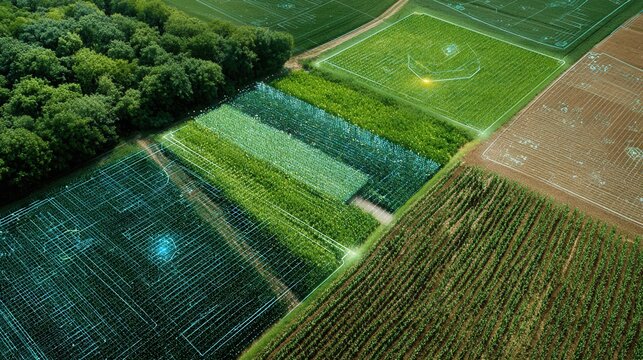 digital farming aerial view fields - Powered by Adobe