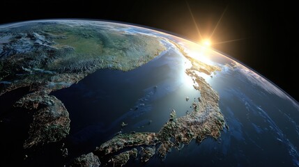 east asia sunrise earth view