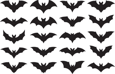 20 unique bat silhouette vector pack for decoration and logo design ai eps jpeg png download