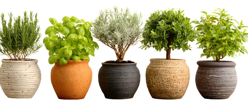 Potted plants top view