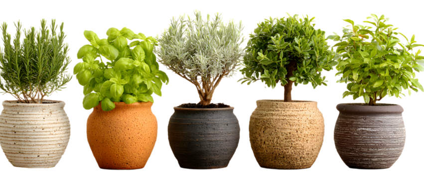 Potted plants top view