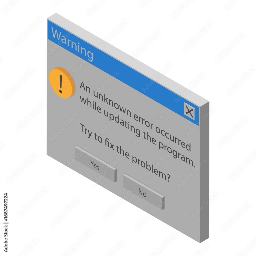 Poster 3d isometric flat set of retro error messages. item 1