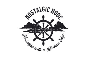 Obraz premium Nostalgic Nooc Logo Design Vector, compass rose emblem vector