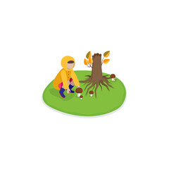 Fototapeta premium 3D Isometric Flat Illustration of Autumn Cozy Moments. Item 1
