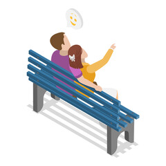 3D Isometric Flat  Set of Romantic Couples. Item 2