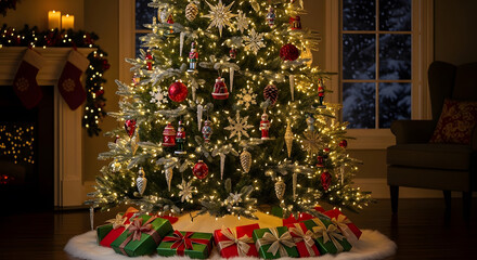 beautifully decorated christmas tree with presents