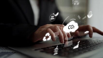 Net zero goals and CO2 reduction strategy driving sustainability, green energy integration, net zero emissions policies, and climate-friendly sustainability solutions for business and society. Muxer