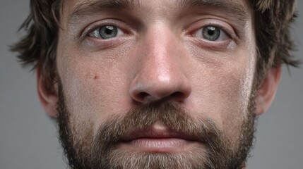 Obraz premium serious young caucasian man in studio portrait during daytime