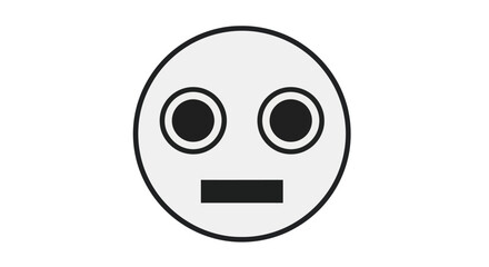 Simple Gray Emoji with Wide Eyes and Straight Mouth.