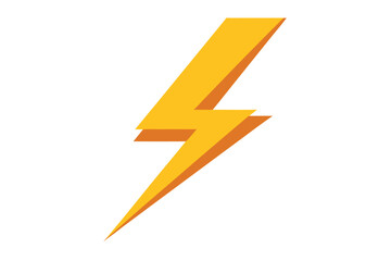 Stylized Yellow Lightning Bolt on White Background for Power and Energy
