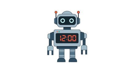 Fototapeta premium Retro robot with digital clock display on its chest.