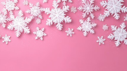 christmas background white snow decorations on a pink background no logos no brands ar 169
