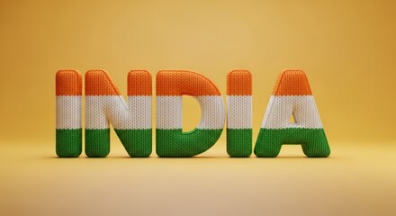 INDIA in Tricolor &ndash; Bold 3D Typography with National Colors