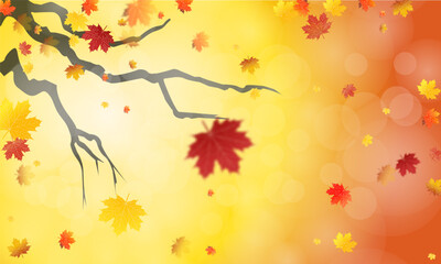 Elegant autumn falling leaves background vector, a perfect seasonal template with graceful leaf vectors dancing in the breeze.