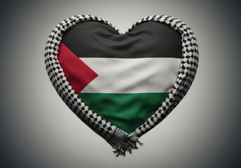 Cultural Unity &ndash; Palestinian Heart with Flag and Heritage Pattern
